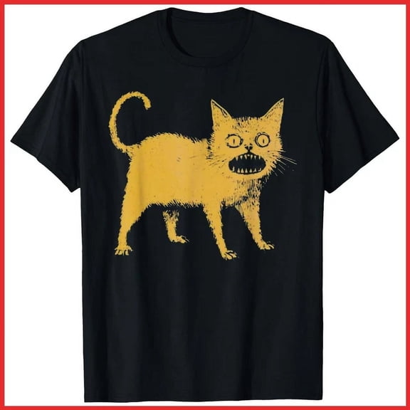 Vintage Horrible Japanese Cat Funny Black Cotton T-Shirt S-5Xlhot Trending Birthday Gifts