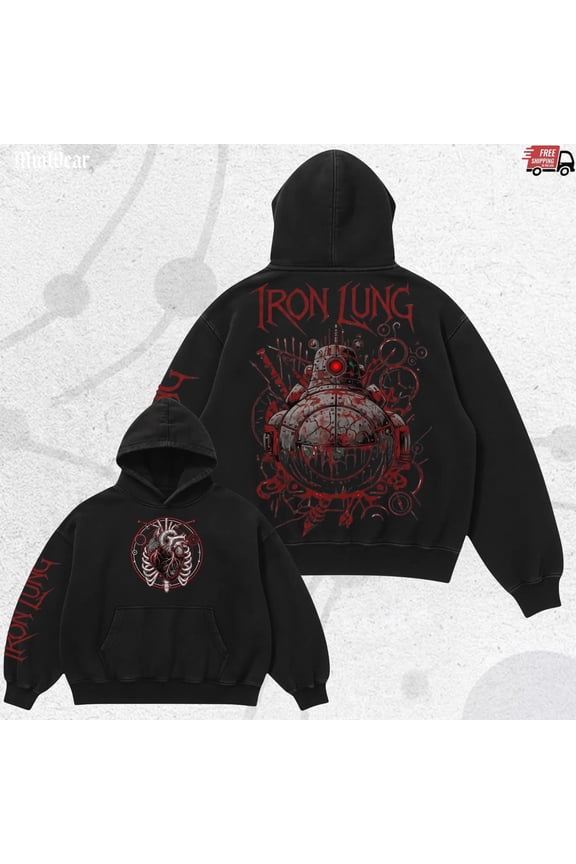 Vintage Horror Submarine Hoodie, Iron Lung , Oversized Heavyweight Gothic Alt Top, Indie Game Aesthetic, Cyber Sigilism Apparel