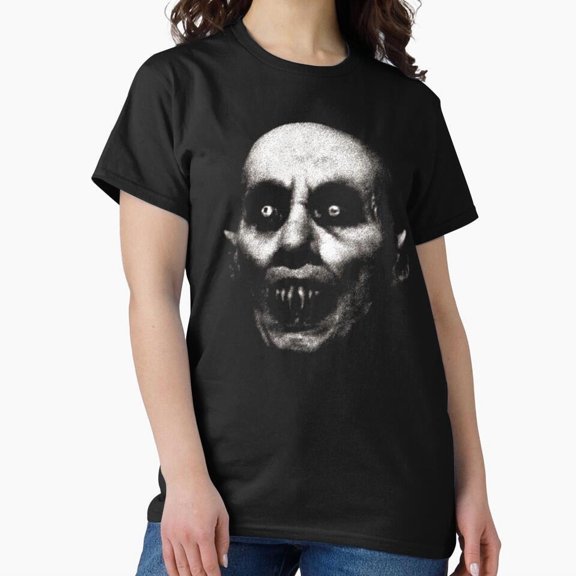 Vintage Horror Vampire Face T-Shirt - Menacing Fangs Glowing Eyes Gothic Monster Tee H3970, for Unisex, Up to Size 5XL