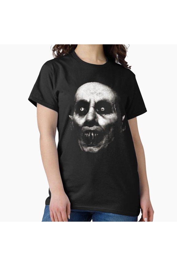 Vintage Horror Vampire Face T-Shirt - Menacing Fangs Glowing Eyes Gothic Monster Tee H3970, for Unisex, Up to Size 5XL