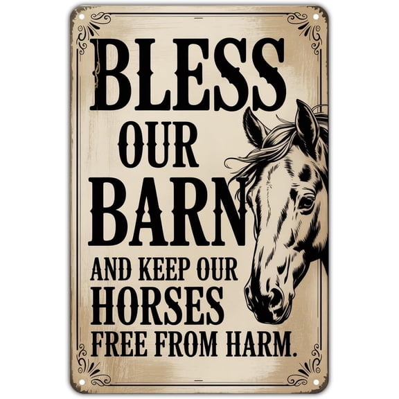 Vintage Horse Barn Blessing Metal Tin Sign Farm Animal Wall Decor for Garden Yard Porch Bar Home Kitchen Bedroom 8 x 12 Inch