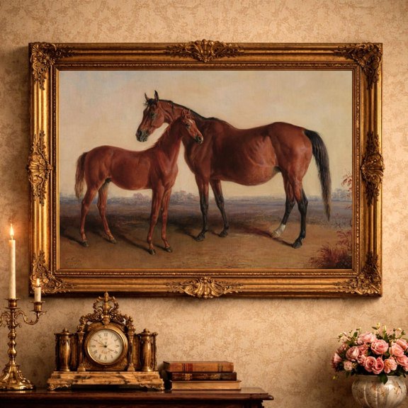 Vintage Horse Equestrian Farmhouse Vintage Equestrian Horse Farmhouse Country Classic Style Wall Art Unframed Paper Print