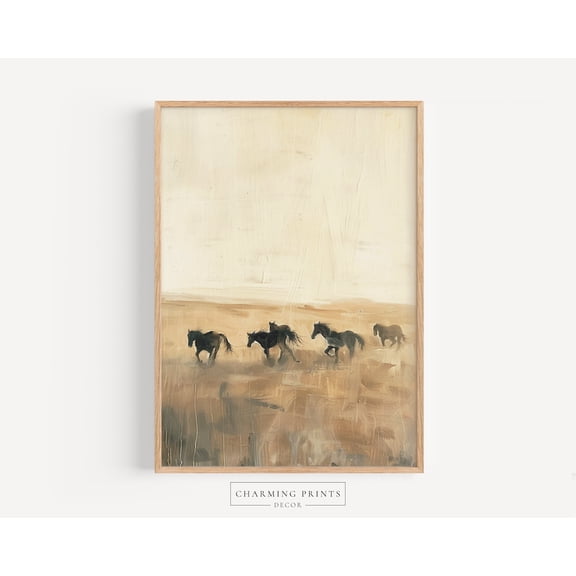 Vintage Horse Field Farmhouse Poster, Unframed Size 24x36