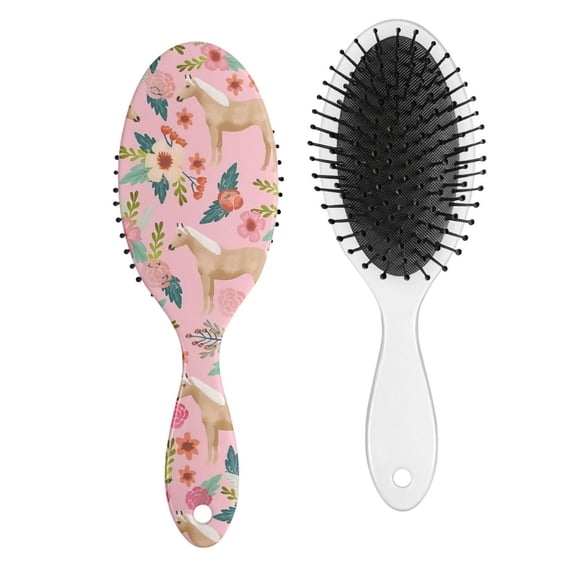 Vintage Horse & Flower Pattern Detangler Brush - Durable Paddle Brush for Long Hair, Smooths & Shines, Suitable for Men & Women
