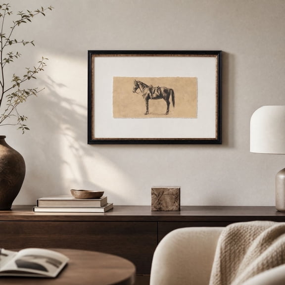Vintage Horse Framed Wall Art for Living Room Bedroom and Office Decor