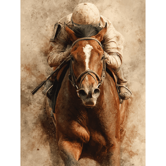 Vintage Horse Racing Canvas Wall Art, Sepia Galloping Jockey Print, Equestrian Sports Decor