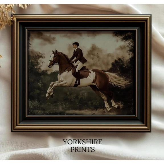Vintage Horse Rider Print, Sepia Equestrian Wall Art Home Decor #3510, 16x24 UNFRAMED