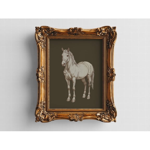 Vintage Horse Wall Art, Horse Sketch Poster, Equestrian Decor, Brown Wall Art Poster, Farmhouse Art, Horse Drawing Poster, 12x18 UNFRAMED