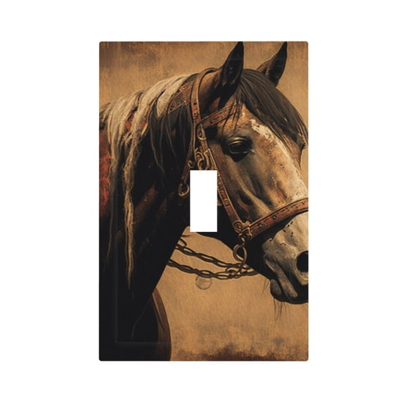 Vintage Horse Western Retro Light Switch Cover Decorator Single Toggle Wall Plate 1-Gang Receptacle Outlet Decor