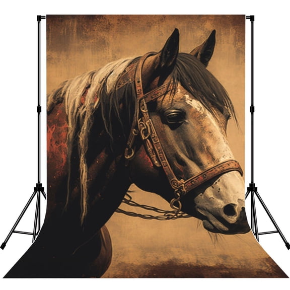 Vintage Horse Western Retro Photography Backdrop 5x7Ft Background for Photo Studio Video Recording Birthday Party Wedding Home Decor