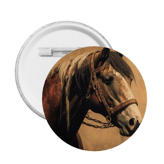 Vintage Horse Western Retro Round Button Pin Badge 5PCS Pinback Buttons Lapel Pin for Jacket, Backpack, Hat, Party Favor, Gift