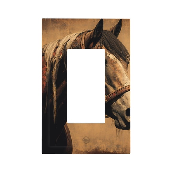 Vintage Horse Western Retro Single Gang Wall Plate 1 Gang Decorative Electrical Outlet Light Switch Cover Switchplate