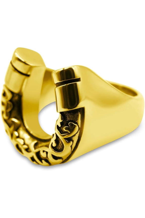 Vintage Horseshoe U Statement Open Ring for Women Men Engraved Flower Geometric Adjustable Finger Bands Comfort Fit Fashion Anniversary Friendship Jewelry