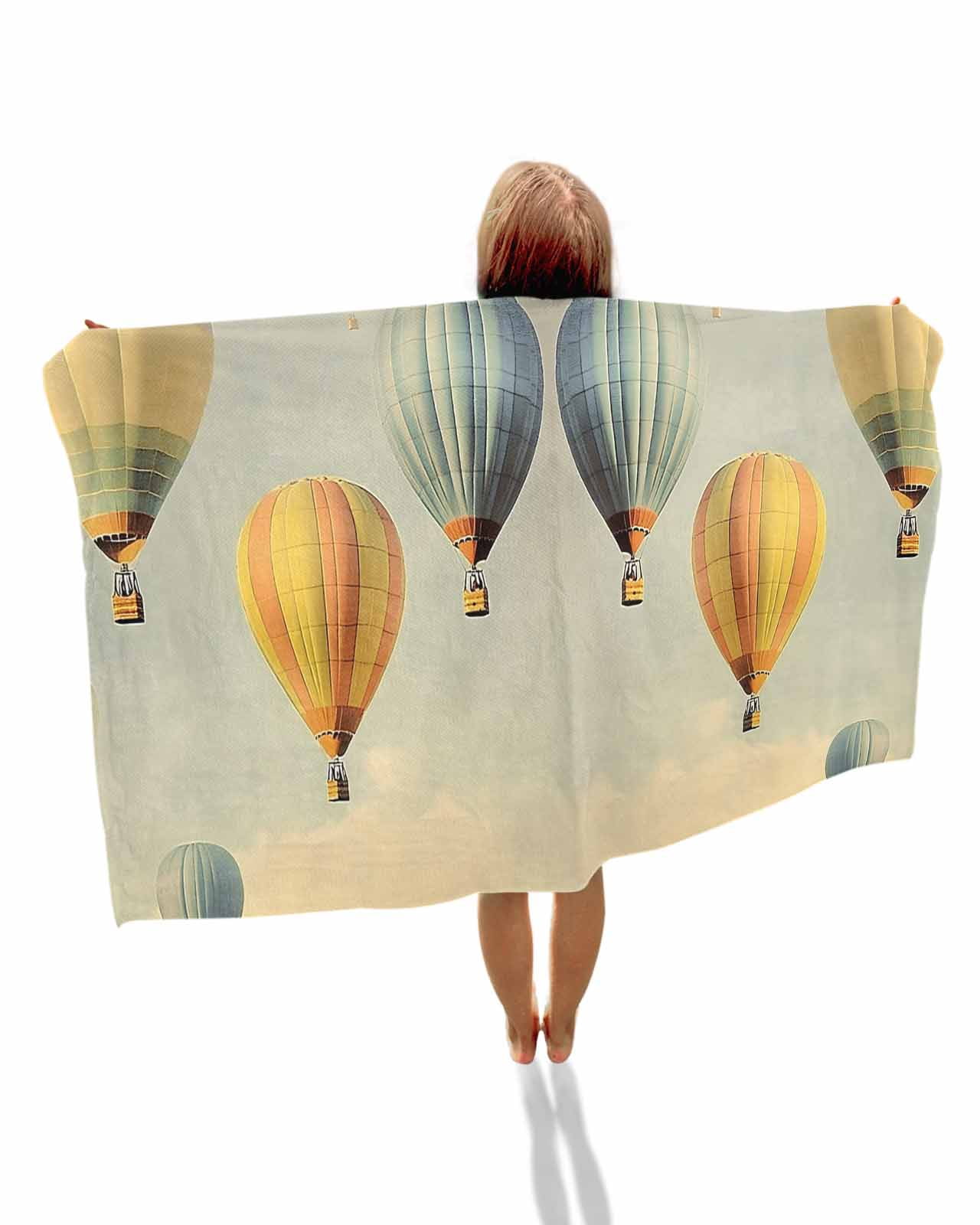 Vintage Hot Air Balloon Beach Towels Oversized Super Absorbent, Modern Balloon Floating Lightweight Bath Towel Quick Dry Sets For Bathroom/Pool/Rv Camping/Beach Play/Gym Room/Picnic 23"x47"