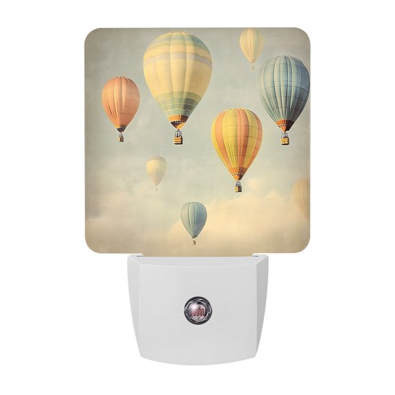 Vintage Hot Air Balloon Night Lights Plug Into Wall, LED Dusk to Dawn Sensor Night Light, Modern Balloon Floating Nightlight for Bedroom Bathroom Living Room Hallway Home Wall Decor