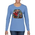 thumbnail image 1 of Vintage Hot Rod Old Garage Cars and Trucks Womens Graphic Long Sleeve T-Shirt, Light Blue, 2XL, 1 of 3