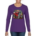 thumbnail image 1 of Vintage Hot Rod Old Garage Cars and Trucks Womens Graphic Long Sleeve T-Shirt, Purple, Medium, 1 of 3