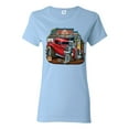 thumbnail image 1 of Vintage Hot Rod Old Garage Cars and Trucks Womens Graphic T-Shirt, Light Blue, X-Large, 1 of 3
