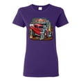thumbnail image 1 of Vintage Hot Rod Old Garage Cars and Trucks Womens Graphic T-Shirt, Purple, Medium, 1 of 3