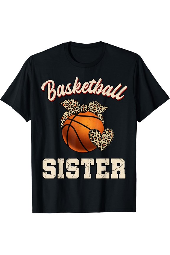 Vintage Hot trending Basketball Sister Bandana Heart Fans Mother'S Gift T-Shirt - Birthday Gifts