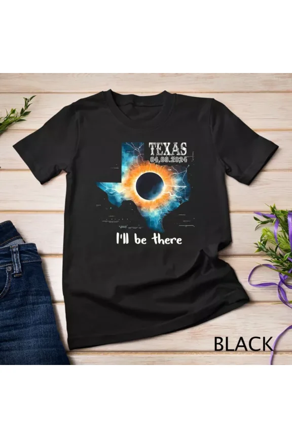 Vintage Hot trending Total Solar Eclipse 2024 Map Texas T-Shirt - Birthday Gifts