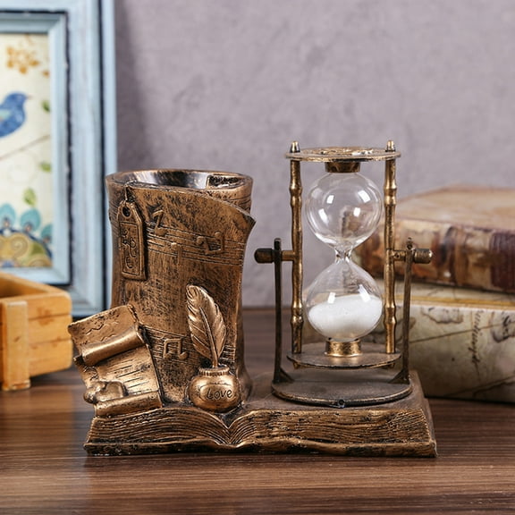 Vintage Hourglass Windmill Table Ornament, Decorative Resin Statue for Living Room, Bedroom, Office Desk and TV Cabinet, Unique Gift Idea for Home Decor Lovers