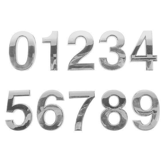 WRITWAA 10pcs Bathroom Signs House Number Silver ABS Modern Address Numbers