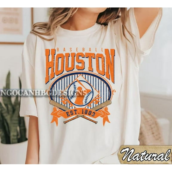 Vintage Houston Baseball T-shirt, Astro Game Day Shirt,Natural color,size M