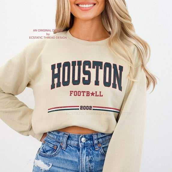 Vintage Houston Football Sweatshirt, Texas Shirt, Sand Color, Size XL