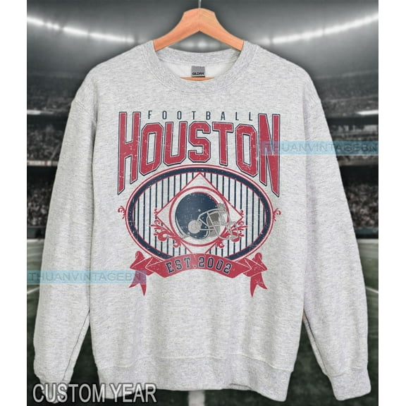 Vintage Houston Football sweatshirt crewneck, Houston Football Fan Tee,Ash Grey Color,Size M