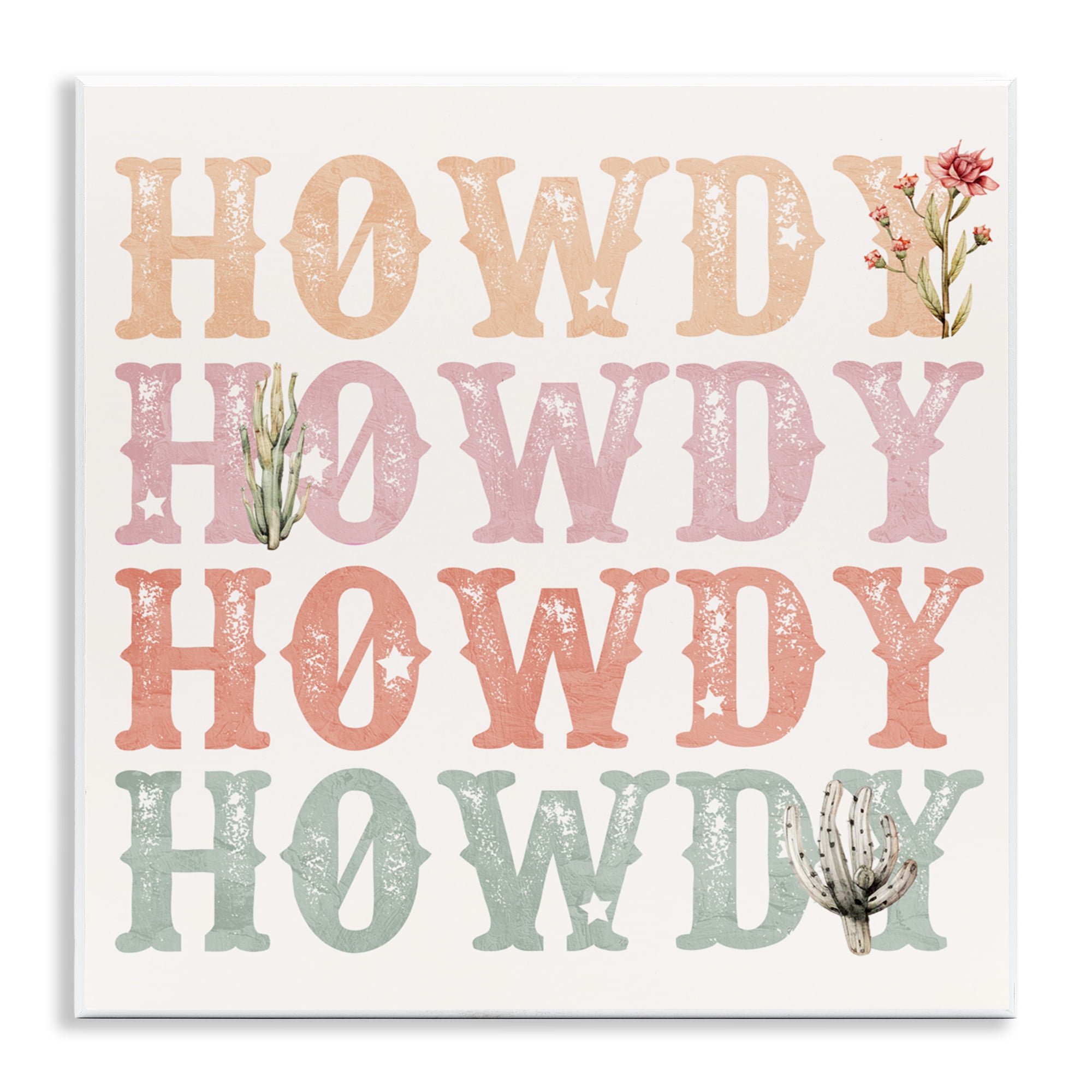 Vintage Howdy Rainbow Text Wall Plaque Art, design by Kim Allen