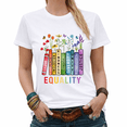 thumbnail image 1 of Vintage Human Rights Equality Colorful Books Graphic Tees Womans Casual Tshirt Tops Black/White S-5XL, 1 of 4
