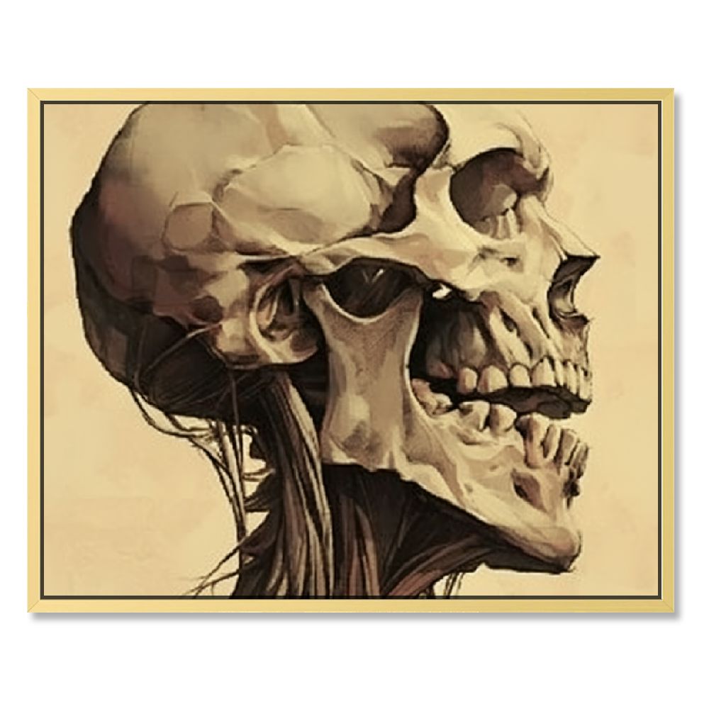 Vintage Human Skull Poster Retro Medical Print Anatomy Art Cross