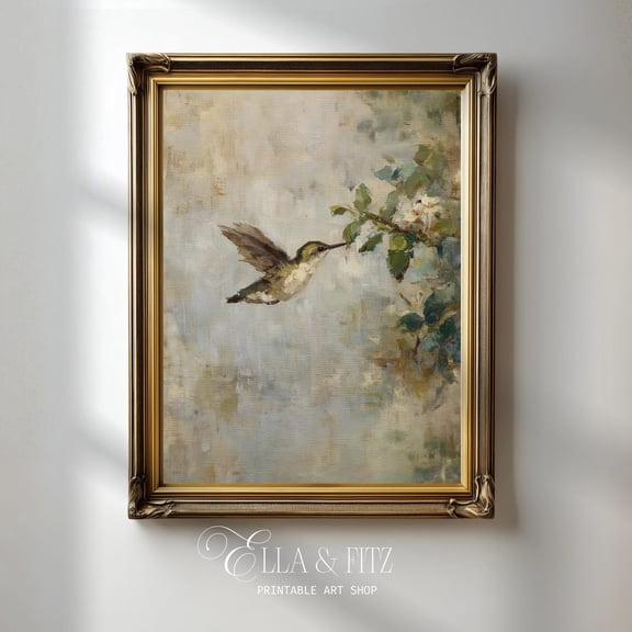 Vintage Hummingbird Cottagecore Spring Decor Wall Art
