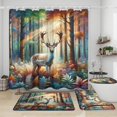 thumbnail image 1 of Vintage Hunting Theme Pheasants 4 Piece Shower Curtain Sets,Rustic Cabin Farmhouse Fall Forest Wildlife Ducks Deer Non-Slip Rugs,Toilet Lid Cover and Bath Mat,Durable and Waterproof,for Bathroom, 1 of 8