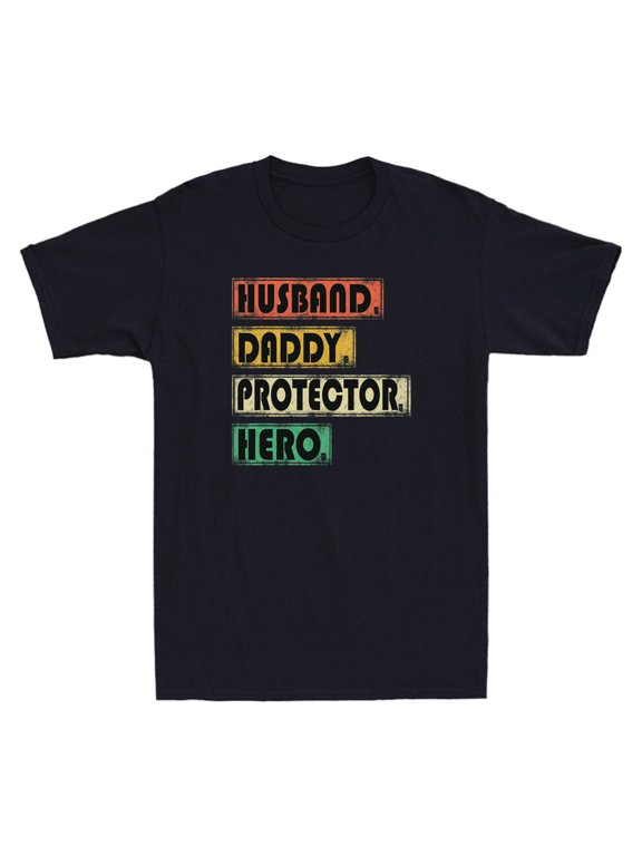 Vintage Husband Daddy Protector Dad Hero Shirt Father's Day Retro Men's T-Shirt