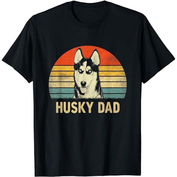 Vintage Husky Dad Father's Day Gifts For Dog Lover T-Shirt
