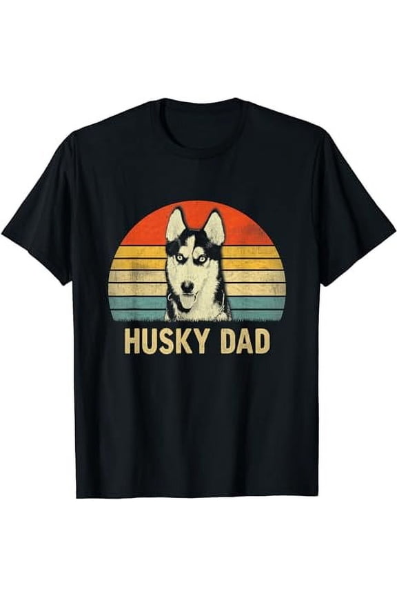 Vintage Husky Dad Father's Day Gifts For Dog Lover T-Shirt
