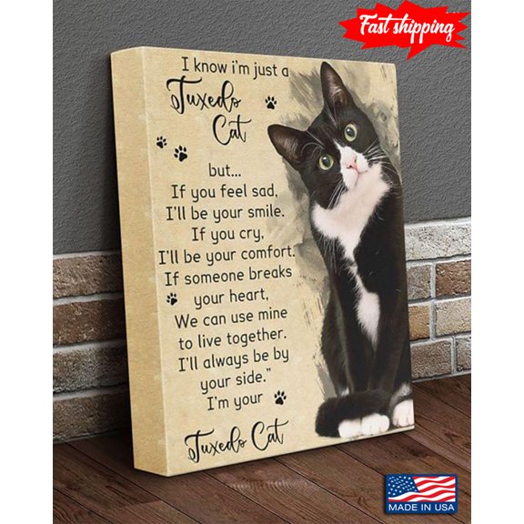 Vintage I Know I’m Just A Tuxedo Cat But If You Feel Sad, I’ll Be Your Smile 16 x 24 Inch Poster