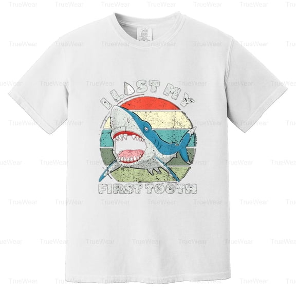 Vintage, I Lost My First Tooth, Shark Lover, Tooth Fairy Day, Funny Comfort Color T-Shirt Unisex, up to 4XL