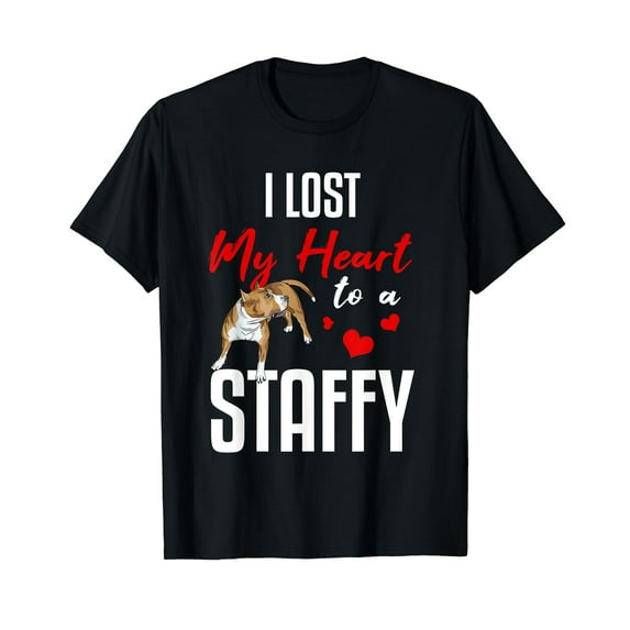 Vintage I Lost My Heart To A Staffy Amstaff Terrier Lover T-Shirt