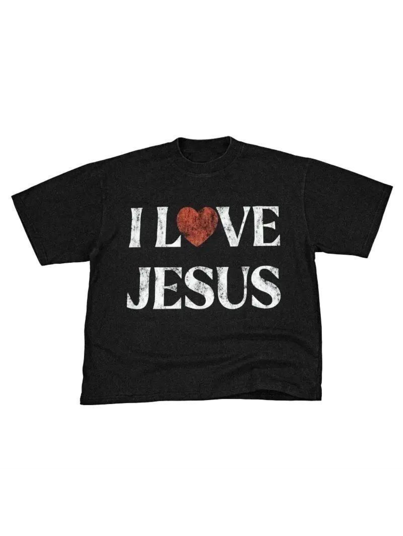 Vintage I Love Jesus Print Short Sleeve T-Shirt Menswear Top Underwear ...