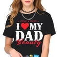 thumbnail image 1 of Vintage "I Love MY DAD Beauty" Black Cropped T-Shirt for Casual Style - Short Sleeves Boxy Cut, 1 of 5