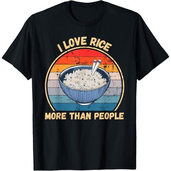 Vintage I Love Rice More Than People Rice Food Lover T-Shirt