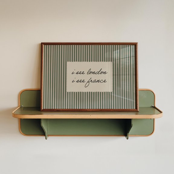 Vintage "I See London I See France" Print: Green Striped Bathroom Decor (Unframed)