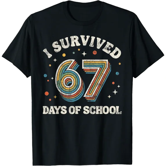 Vintage I Survived 67 Days of School T-Shirt for Teachers and Students Celebration