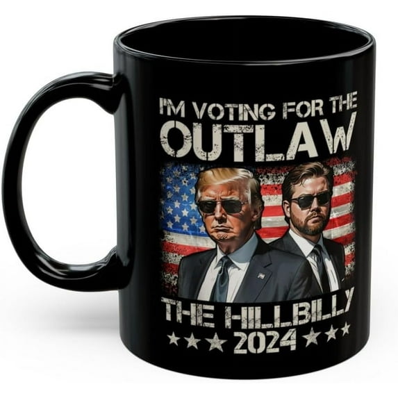 Vintage I'm Voting For The Outlaw And The Hillbilly 2024 Mug (Black, 11oz)