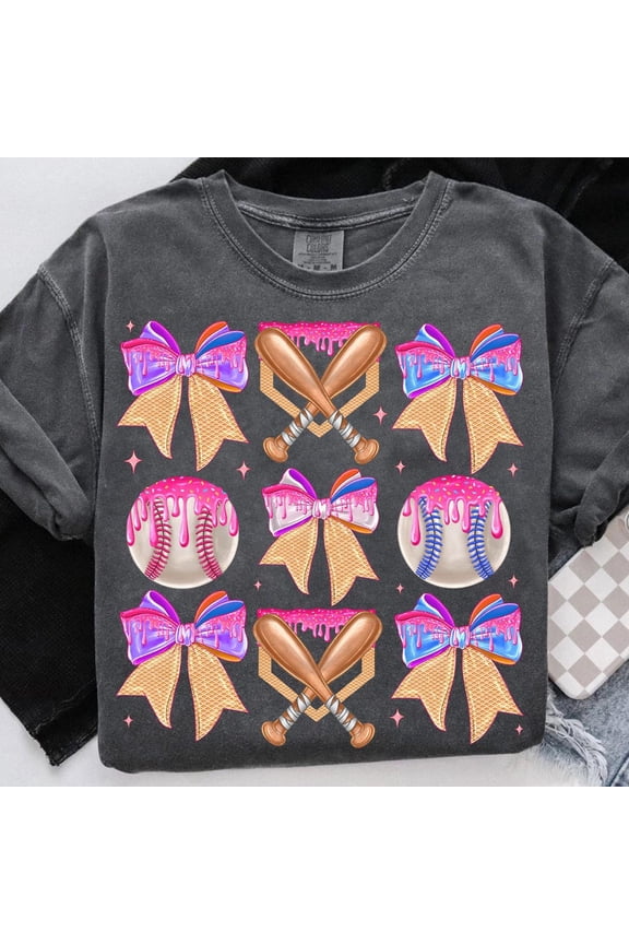 Vintage Ice Cream Baseball Coquette Bow, Baseball Bow, Summer Baseball, Ice Cream Bow, Sports Ice Cream, Baseball Coquette - Perfect Gifts For Everyone