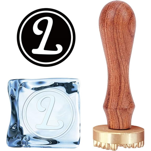 Vintage Ice Cube Stamp with Removable Brass Head & Wood Handle for DIY Crafting Cocktail Whiskey Mojito Drinks Bar Making GoldenDIY