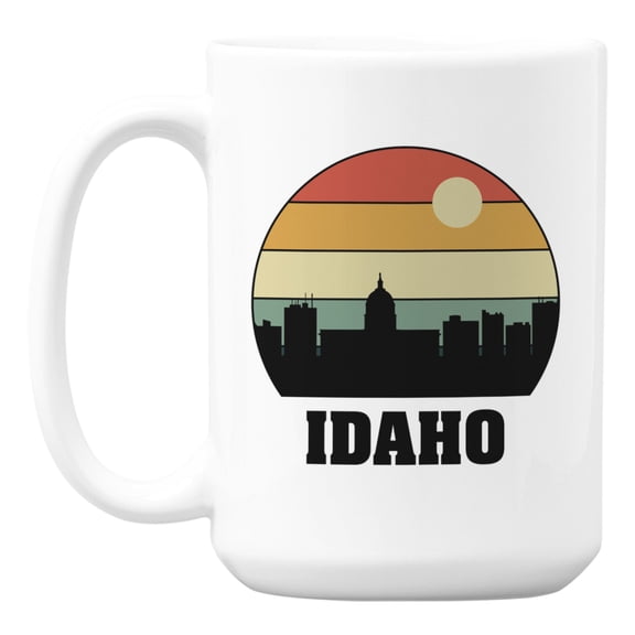 Vintage Idaho State Skyline White Ceramic Coffee & Tea Mug Cup (15oz)